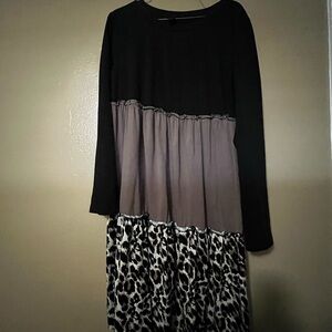 SHEIN Black and Gray Long Sleeve Dress